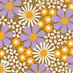 Retro Meadow - Cosmos, Mustard/ Lilac