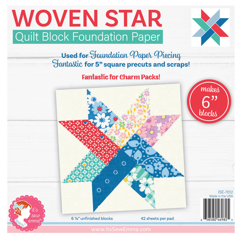 Woven Star Quilt Block Goundation Papers - 6”