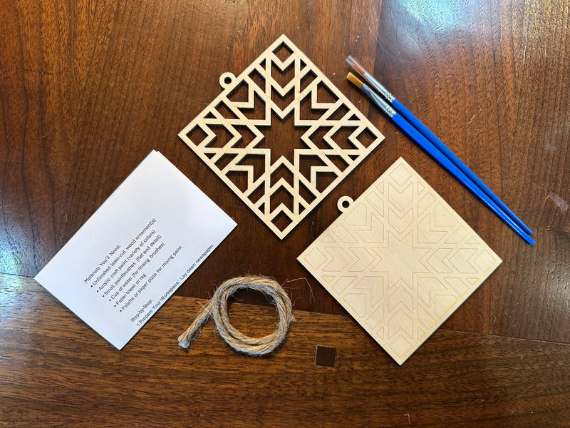 Square Wooden Quilt Block Ornament Painting Kit