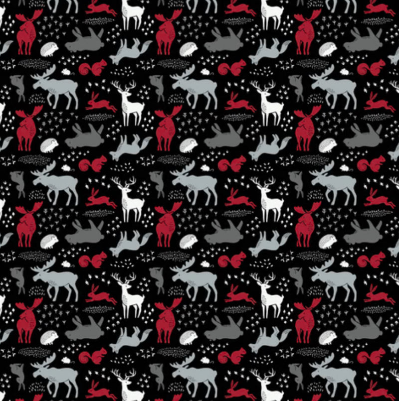 North of Ordinary - Forest Animals, Black FQs ONLY