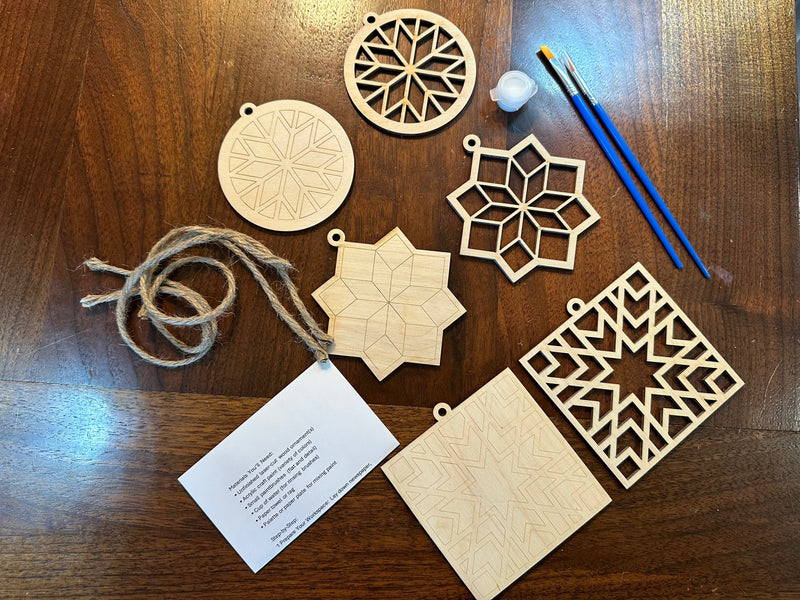 Set of Wooden Quilt Block Ornament Painting Kit