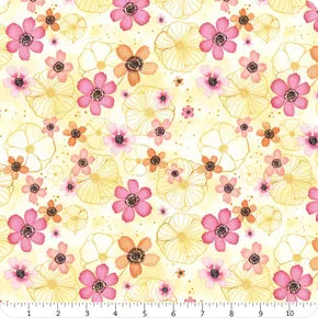Peony Blossoms - Flowers & Gold, Yellow