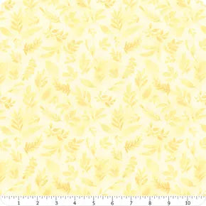 Peony Blossoms - Tossed Leaves, Yellow