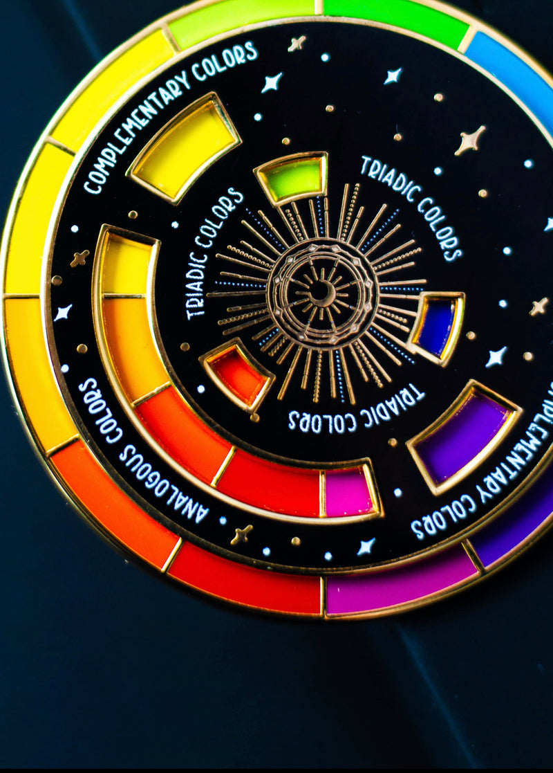 Colour Wheel Enamel Pin - Black/ Gold