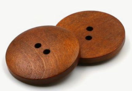 Wooden Buttons- Cherry, 3/4”, pack of 10