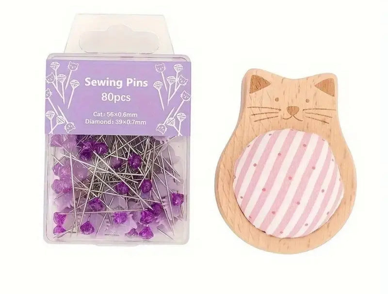 Cat Pin Cushion and Pins