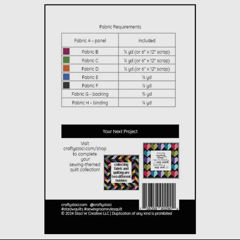 Thou Shall Not Quilt Pattetn & Fabric Panel