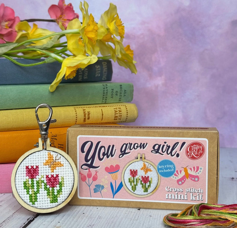Matchbox Cross Stitch Kit - You Grow Girl!