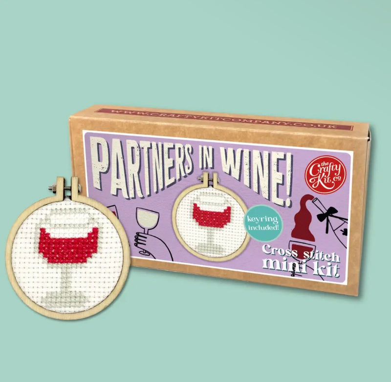 Matchbox Cross Stitch Kit - Partners In Wine!