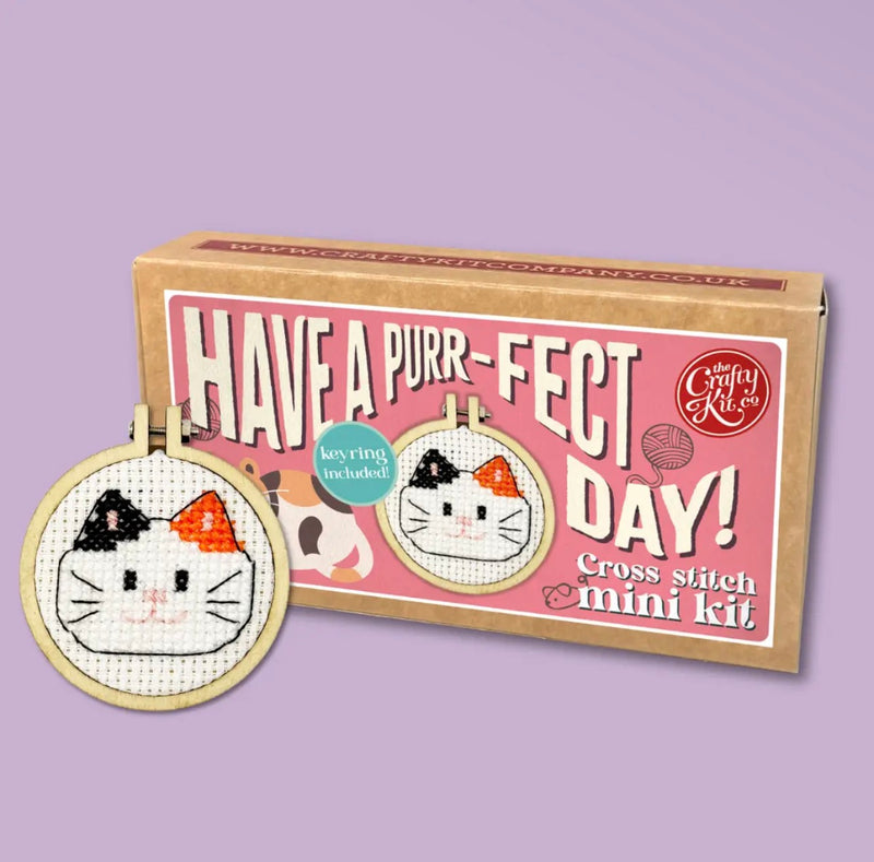 Matchbox Cross Stitch Kit - Have a Purr-fect Day!
