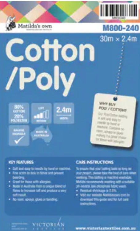 Matilda’s Own Cotton/ Poly Batting  - 10m