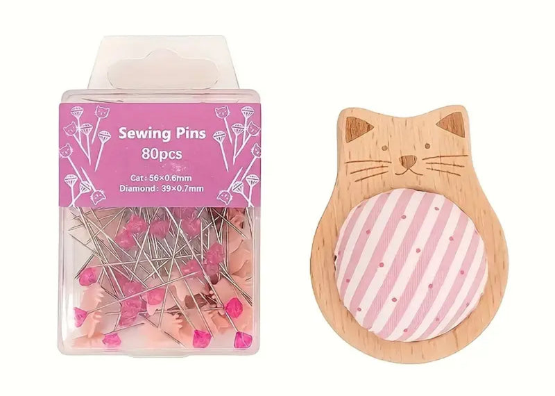 Cat Pin Cushion and Pins