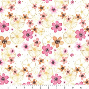 Peony Blossoms - Flowers & Gold, White