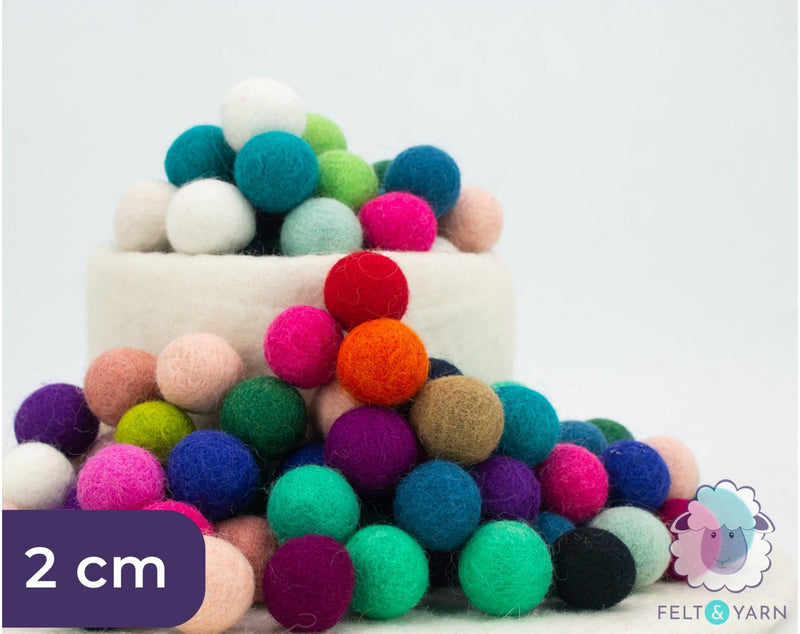 Wool Felt Balls (2 cm) - Solid Colours