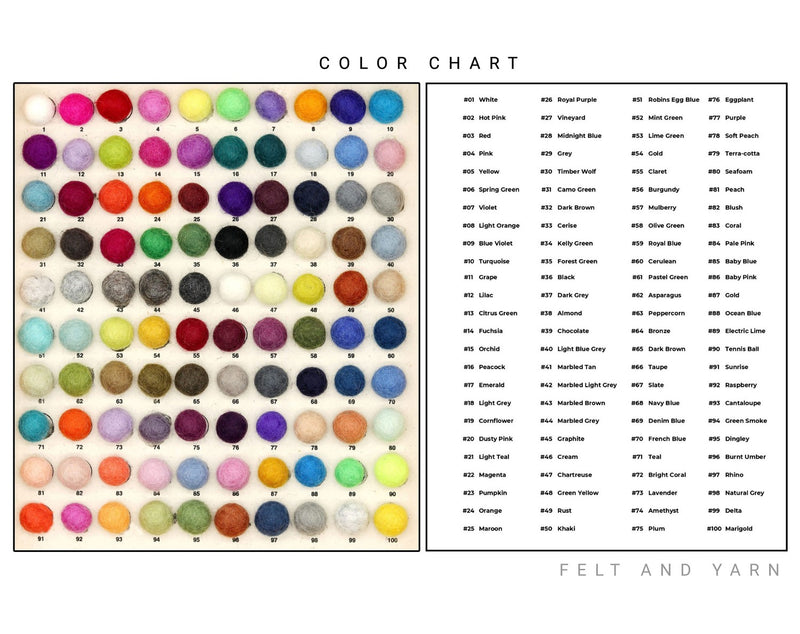 Wool Felt Balls (2 cm) - Solid Colours