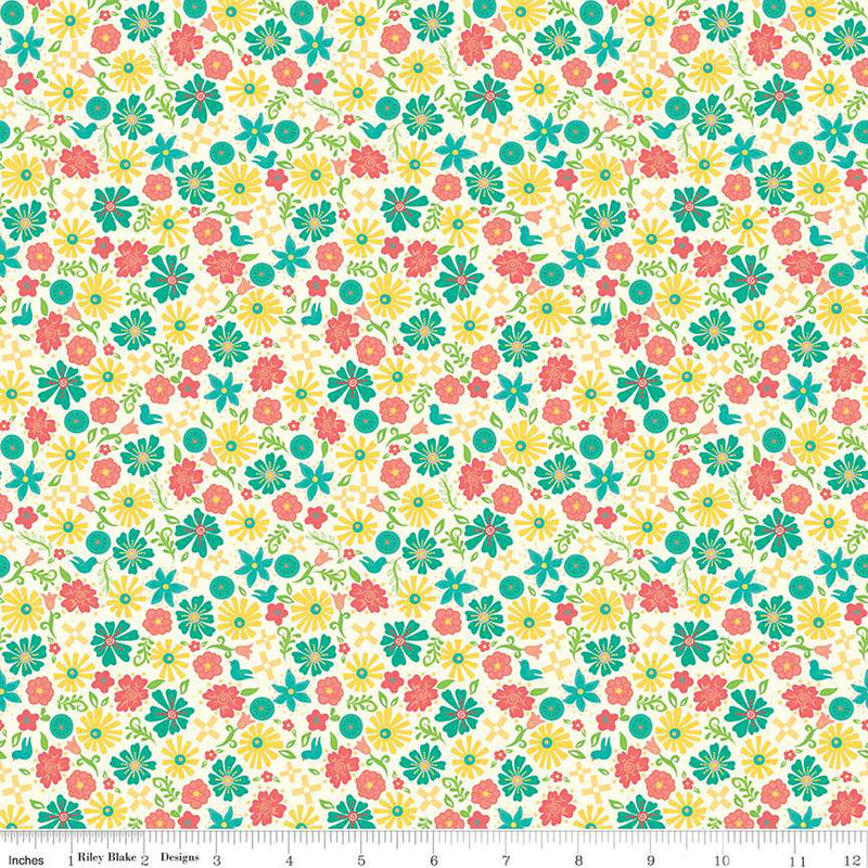 Gingham Cottage Flowers, Cream