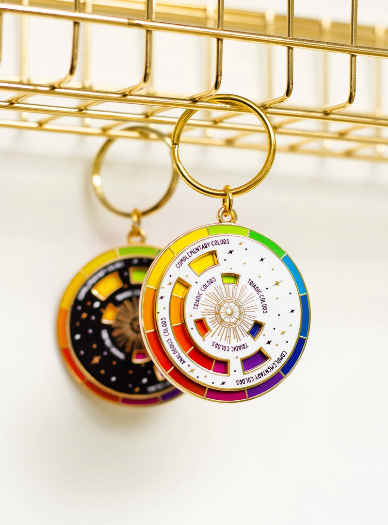 Color Wheel© Enamel Keychain - WHITE/GOLD