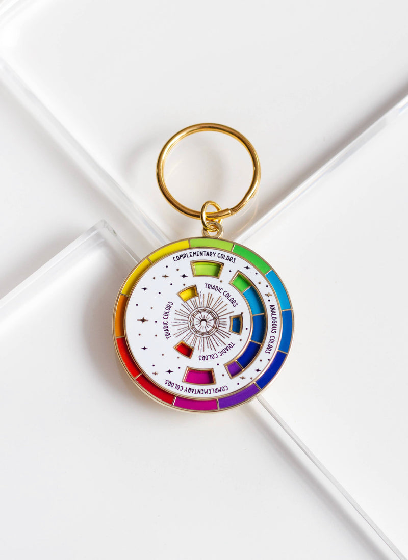 Color Wheel© Enamel Keychain - WHITE/GOLD