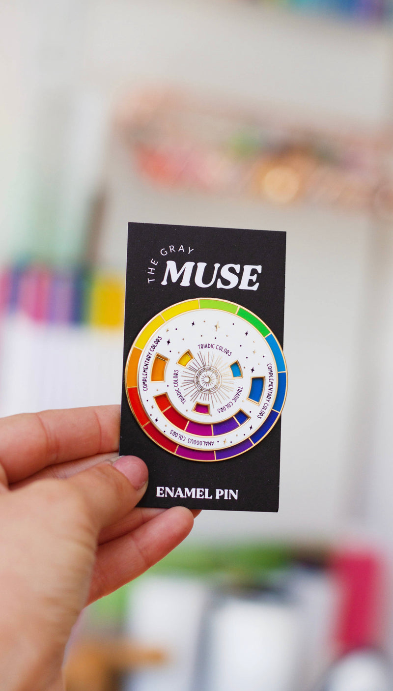 Colour Wheel Enamel Pin - White/ Gold